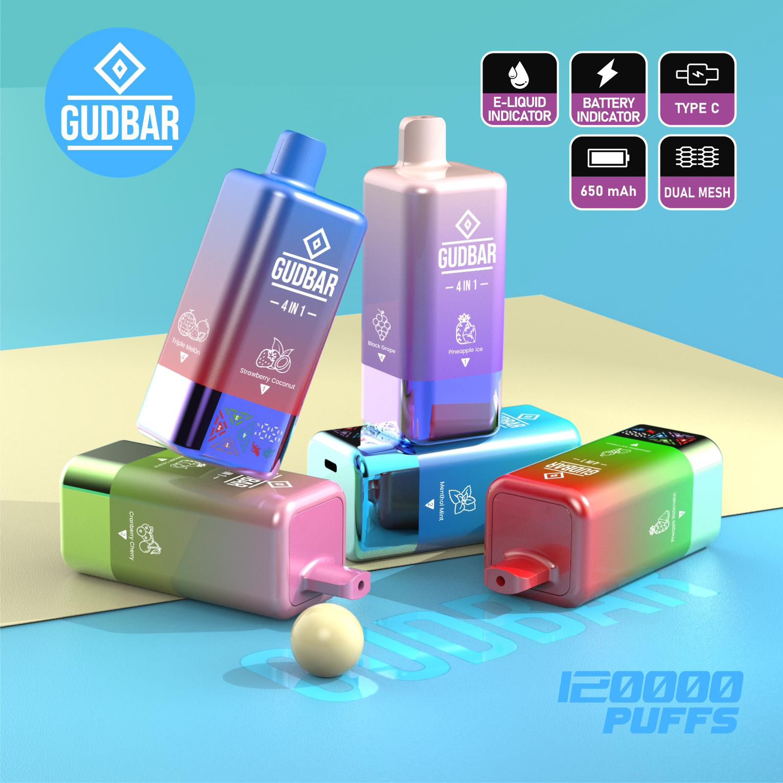 GUDBAR 4 IN 1 120.000 PUFFS (SIN NICOTINA)